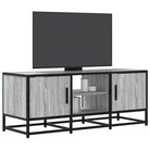 Tv-meubel in grijs Sonoma met bewerkt hout en industrieel metalen frame - Grijs sonoma / 1 / 100 cm - Tv-meubels