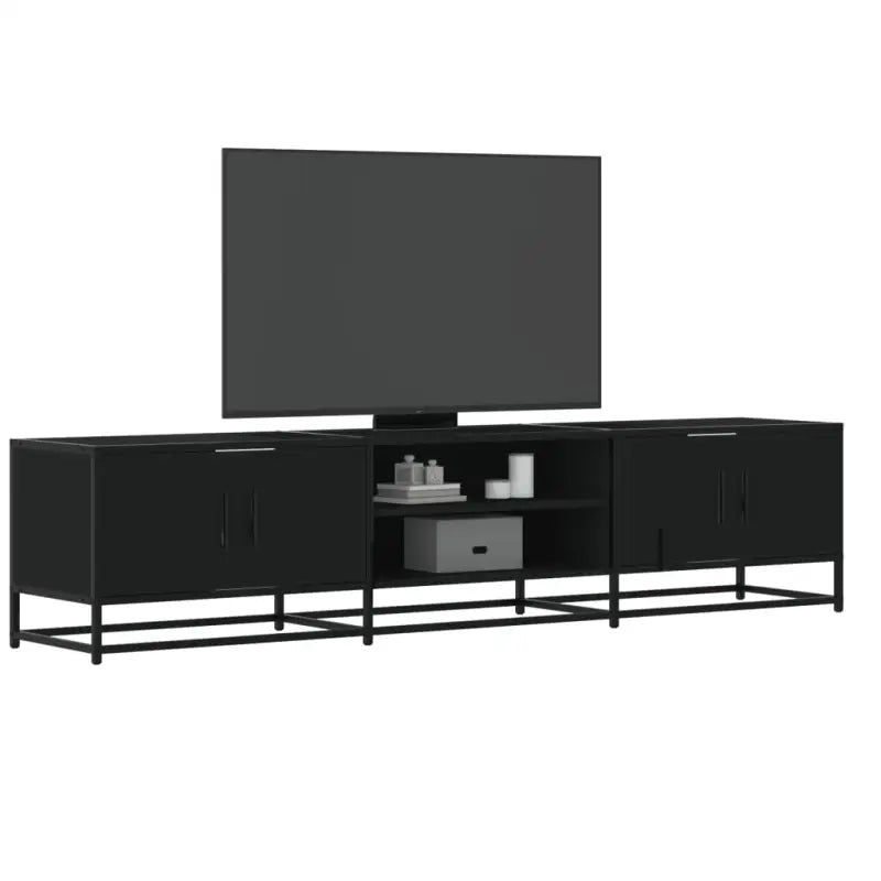 Tv-meubel in grijs Sonoma met bewerkt hout en industrieel metalen frame - Zwart / 1 / 180 cm - Tv-meubels