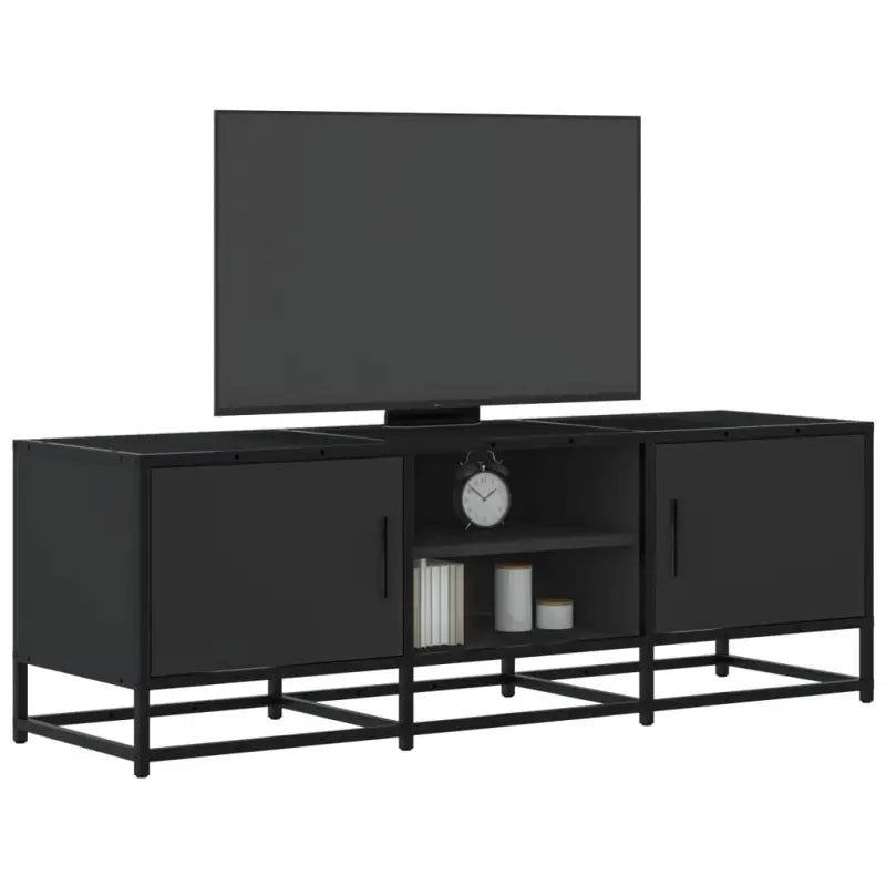 Tv-meubel in grijs Sonoma met bewerkt hout en industrieel metalen frame - Zwart / 1 / 120 cm - Tv-meubels