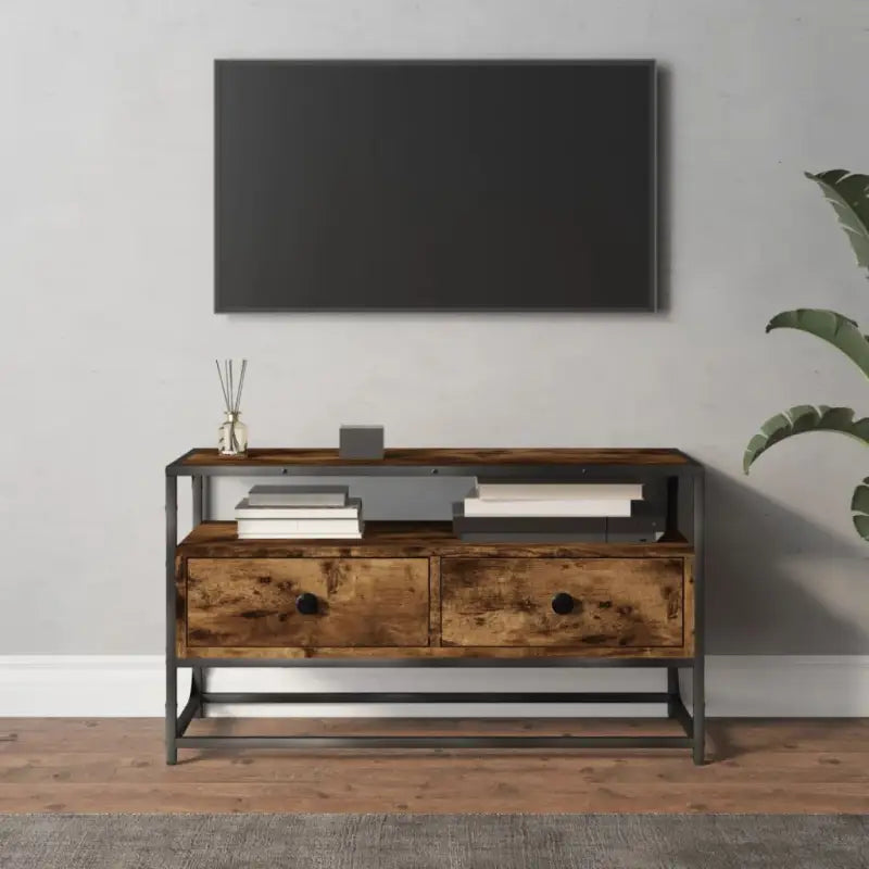 Tv-meubel in grijs sonoma van bewerkt hout met trendy en praktisch ontwerp - Gerookt eiken / 1 / 80 cm - Tv-meubels