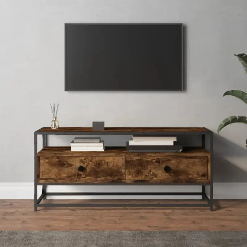 Tv-meubel in grijs sonoma van bewerkt hout met trendy en praktisch ontwerp - Gerookt eiken / 1 / 100 cm - Tv-meubels