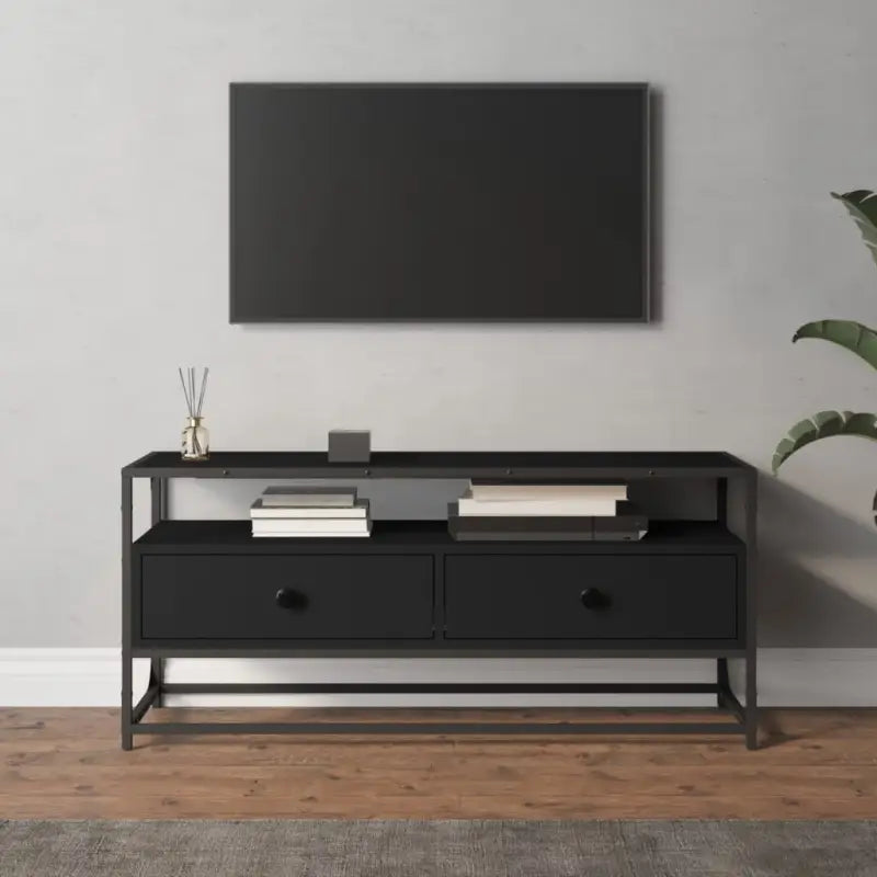 Tv-meubel in grijs sonoma van bewerkt hout met trendy en praktisch ontwerp - Zwart / 1 / 100 cm - Tv-meubels