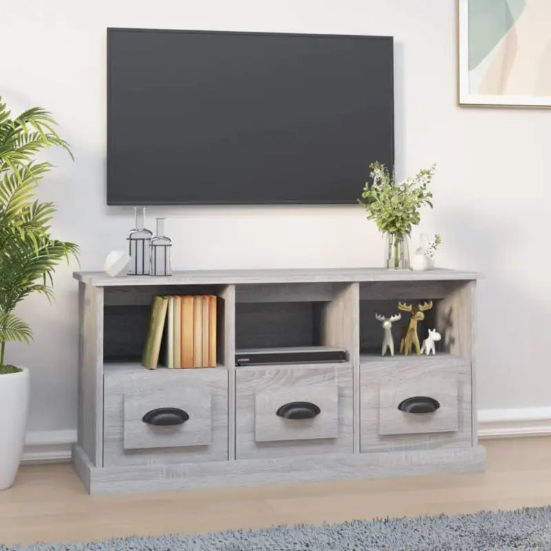 Tv-meubel in hoogglans wit van bewerkt hout voor een moderne uitstraling - Grijs sonoma / 1 - Tv-meubels