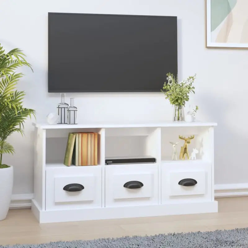 Tv-meubel in hoogglans wit van bewerkt hout voor een moderne uitstraling - Wit / 1 - Tv-meubels