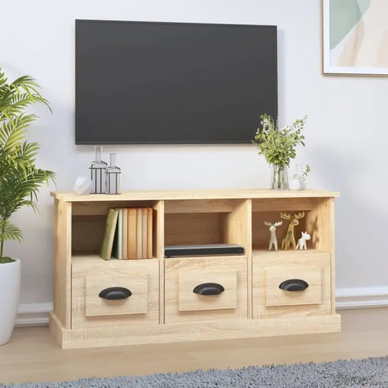 Tv-meubel in hoogglans wit van bewerkt hout voor een moderne uitstraling - Sonoma eiken / 1 - Tv-meubels