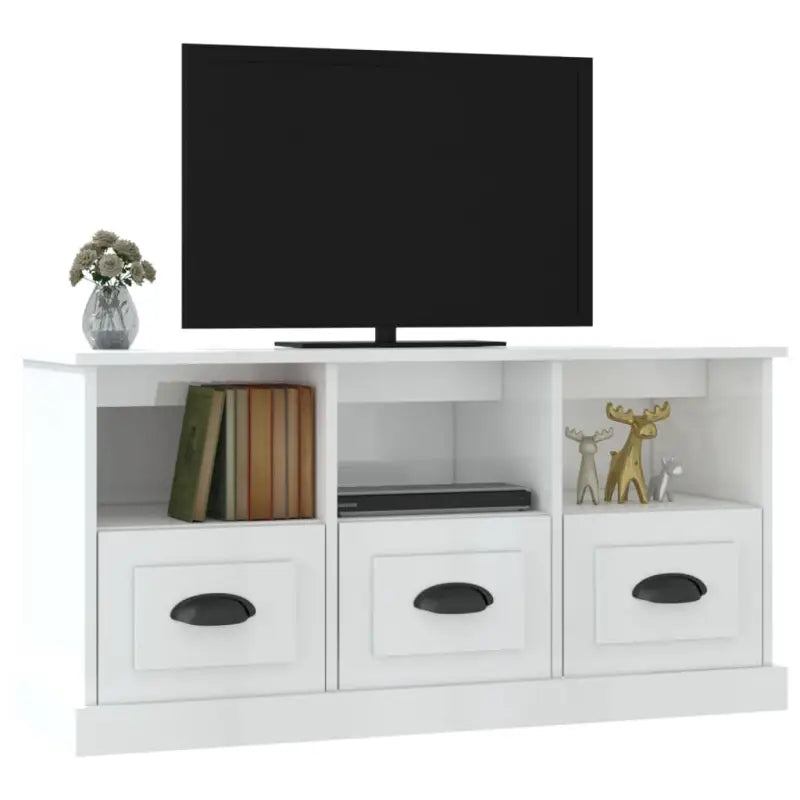 Tv-meubel in hoogglans wit van bewerkt hout voor een moderne uitstraling - Tv-meubels