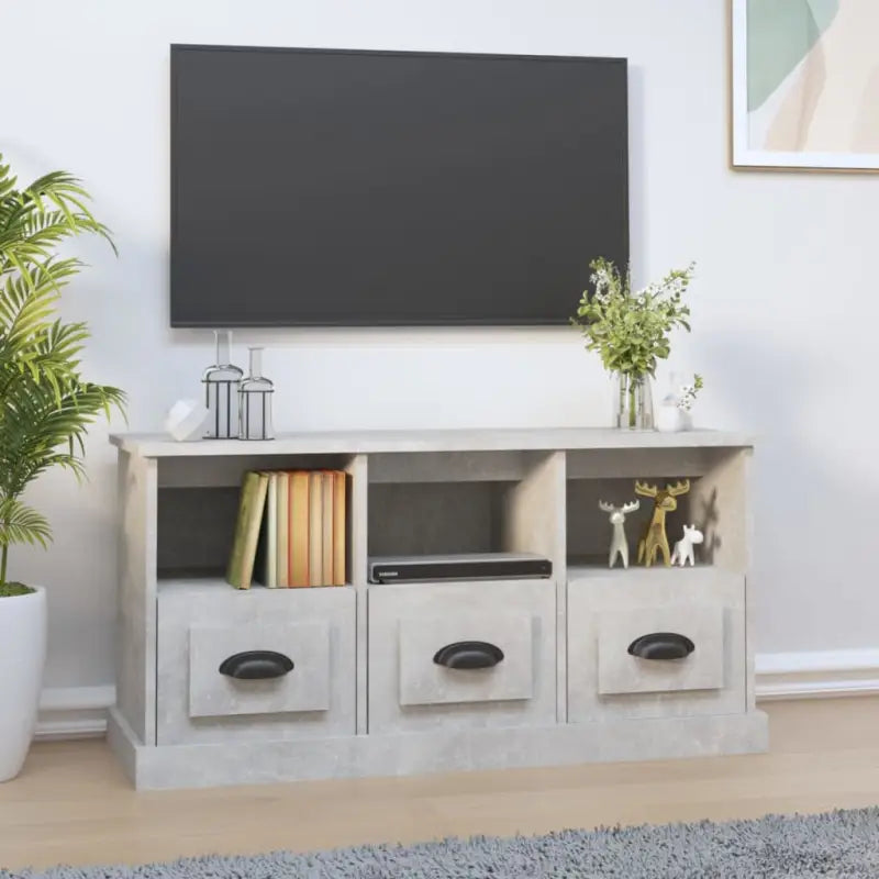 Tv-meubel in hoogglans wit van bewerkt hout voor een moderne uitstraling - Betongrijs / 1 - Tv-meubels