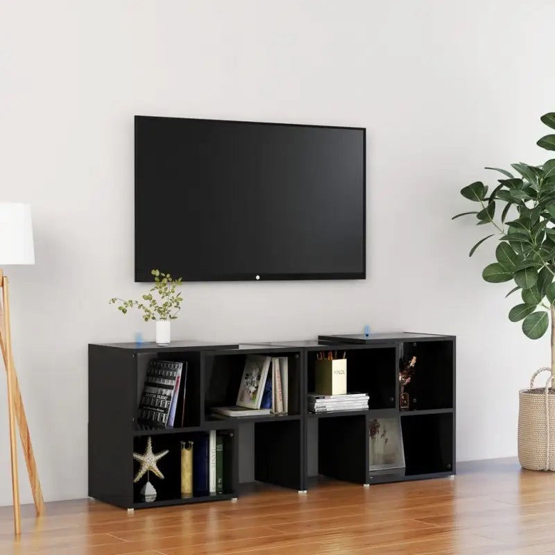 Tv-meubel in hoogglans wit van bewerkt hout voor een stijlvolle woonkamer - Hoogglans zwart / 1 / 104 cm - Tv-meubels