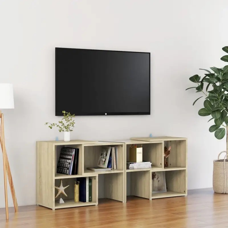 Tv-meubel in hoogglans wit van bewerkt hout voor een stijlvolle woonkamer - Sonoma eiken / 1 / 104 cm - Tv-meubels