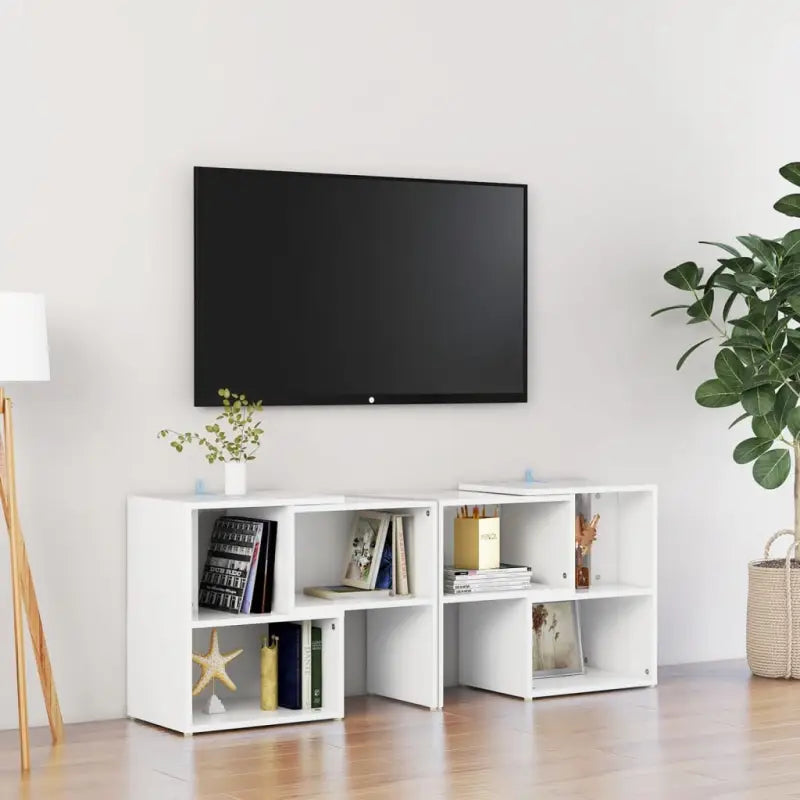 Tv-meubel in hoogglans wit van bewerkt hout voor een stijlvolle woonkamer - Wit / 1 / 104 cm - Tv-meubels