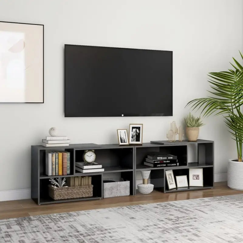 Tv-meubel in hoogglans wit van bewerkt hout voor een stijlvolle woonkamer - Hoogglans grijs / 1 / 149 cm - Tv-meubels