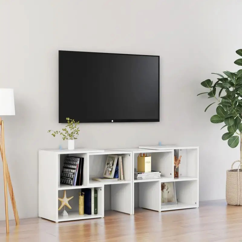 Tv-meubel in hoogglans wit van bewerkt hout voor een stijlvolle woonkamer - Hoogglans wit / 1 / 104 cm - Tv-meubels