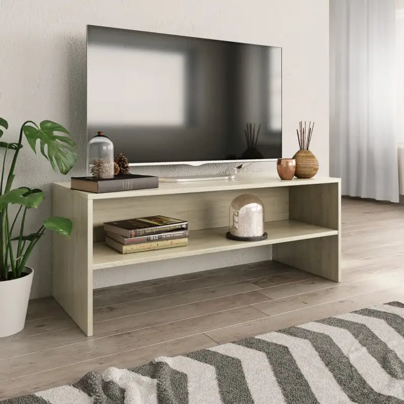 Tv-meubel in vintage stijl met bewerkt hout en open vakken - Sonoma eiken / 1 - Tv-meubels