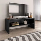 Tv-meubel in vintage stijl met bewerkt hout en open vakken - Zwart / 1 - Tv-meubels