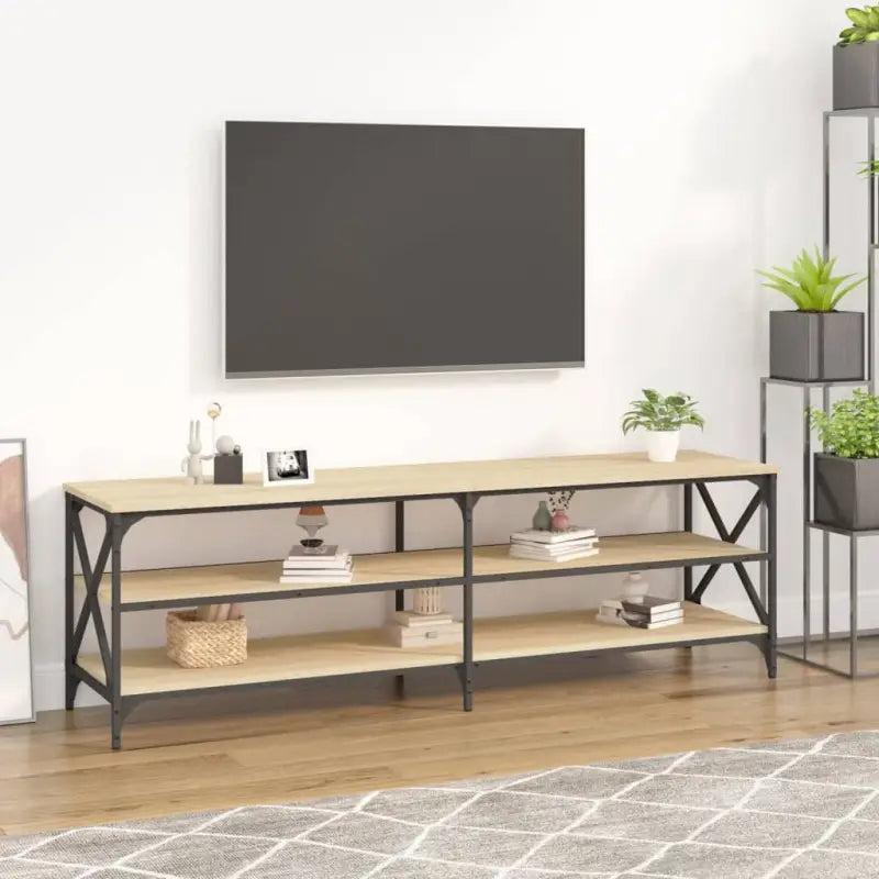 Tv-meubel met bewerkt hout en aanpasbare poten in industrieel vintage design - Sonoma eiken / 1 / 160 cm - Tv-meubels