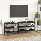 Tv-meubel met bewerkt hout en aanpasbare poten in industrieel vintage design - Zwart / 1 / 140 cm - Tv-meubels