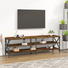 Tv-meubel met bewerkt hout en aanpasbare poten in industrieel vintage design - Gerookt eiken / 1 / 160 cm - Tv-meubels