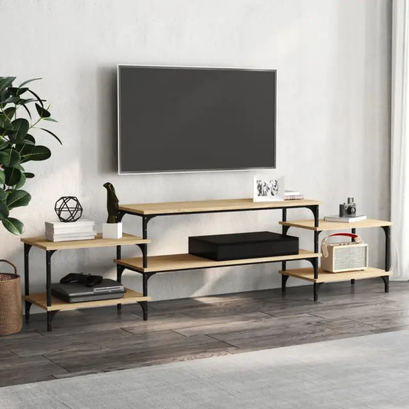 Tv-meubel met bewerkt hout en aanpasbare poten voor een stijlvolle kamer - Sonoma eiken / 1 / 197 cm - Tv-meubels