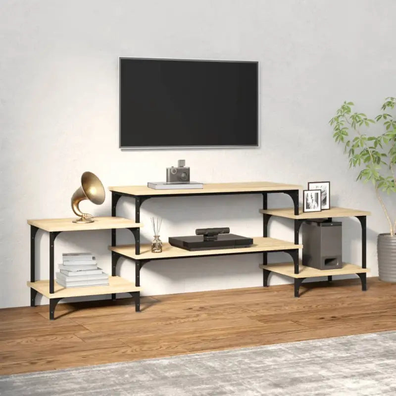 Tv-meubel met bewerkt hout en aanpasbare poten voor een stijlvolle kamer - Sonoma eiken / 1 / 157 cm - Tv-meubels