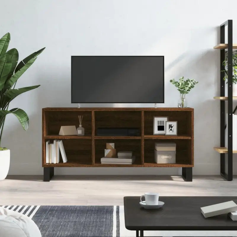 Tv-meubel met bewerkt hout en ijzeren poten met veel opbergruimte - Tv-meubels