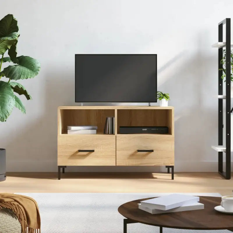 Tv-meubel met bewerkt hout en ijzeren poten voor een moderne look - Sonoma eiken / 1 - Tv-meubels