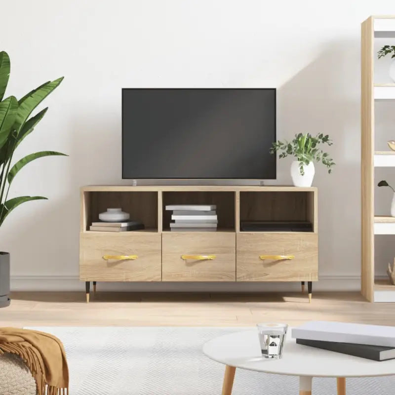 Tv-meubel met bewerkt hout en ijzeren poten voor een stijlvolle uitstraling - Sonoma eiken / 1 - Tv-meubels