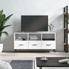 Tv-meubel met bewerkt hout en ijzeren poten voor een trendy uitstraling - Hoogglans wit / 1 - Tv-meubels