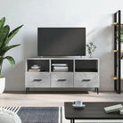 Tv-meubel met bewerkt hout en ijzeren poten voor een trendy uitstraling - Betongrijs / 1 - Tv-meubels
