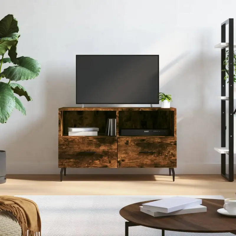 Tv-meubel met bewerkt hout en ijzeren poten voor een trendy uitstraling - Tv-meubels