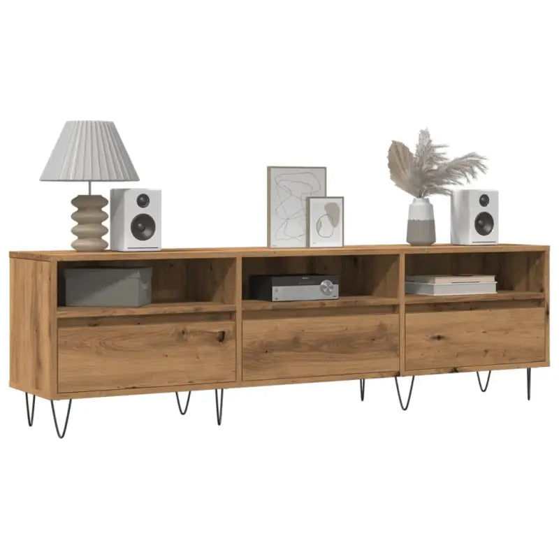 Tv-meubel met bewerkt hout en ijzeren poten voor mooie opbergruimte - artisanaal eikenkleurig / 1 - Tv-meubels