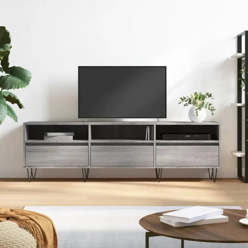 Tv-meubel met bewerkt hout en ijzeren poten voor mooie opbergruimte - Grijs sonoma / 1 - Tv-meubels
