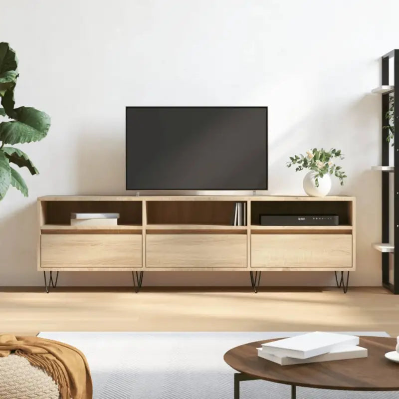 Tv-meubel met bewerkt hout en ijzeren poten voor mooie opbergruimte - Sonoma eiken / 1 - Tv-meubels