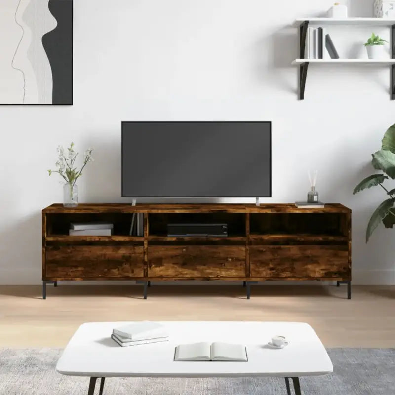 Tv-meubel met bewerkt hout en ijzeren poten voor veel opbergruimte - Tv-meubels