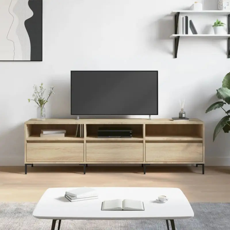 Tv-meubel met bewerkt hout en ijzeren poten voor veel opbergruimte - Sonoma eiken / 1 - Tv-meubels