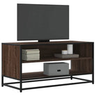 Tv-meubel met bewerkt hout en industrieel metalen frame - bruin eikenkleur / 1 / 91 cm - Tv-meubels