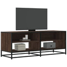 Tv-meubel met bewerkt hout en industrieel metalen frame - bruin eikenkleur / 1 / 120.5 cm - Tv-meubels