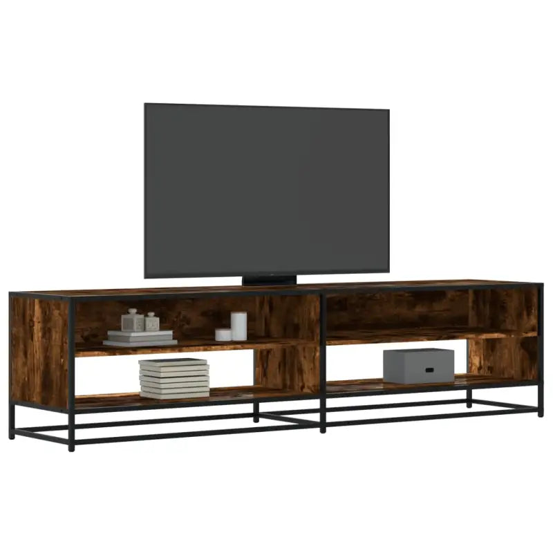Tv-meubel met bewerkt hout en industrieel metalen frame - Gerookt eiken / 1 / 180.5 cm - Tv-meubels