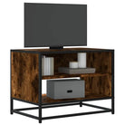 Tv-meubel met bewerkt hout en industrieel metalen frame - Gerookt eiken / 1 / 61 cm - Tv-meubels