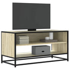 Tv-meubel met bewerkt hout en industrieel metalen frame - Sonoma eiken / 1 / 91 cm - Tv-meubels
