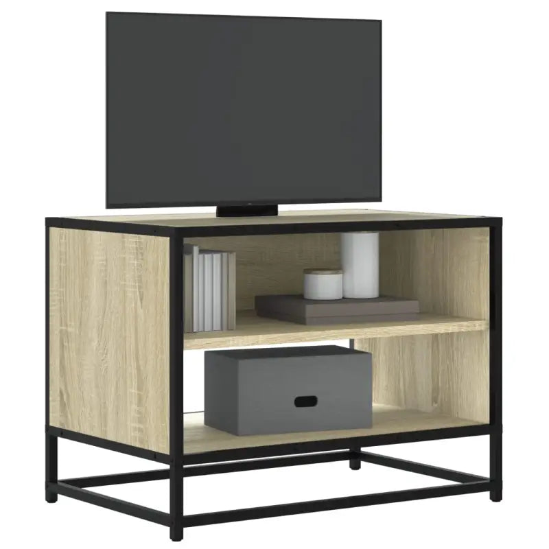 Tv-meubel met bewerkt hout en industrieel metalen frame - Sonoma eiken / 1 / 61 cm - Tv-meubels