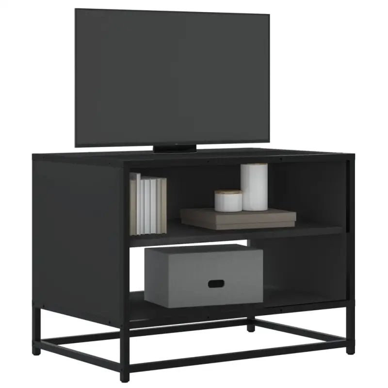Tv-meubel met bewerkt hout en industrieel metalen frame - Zwart / 1 / 61 cm - Tv-meubels