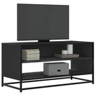 Tv-meubel met bewerkt hout en industrieel metalen frame - Zwart / 1 / 91 cm - Tv-meubels