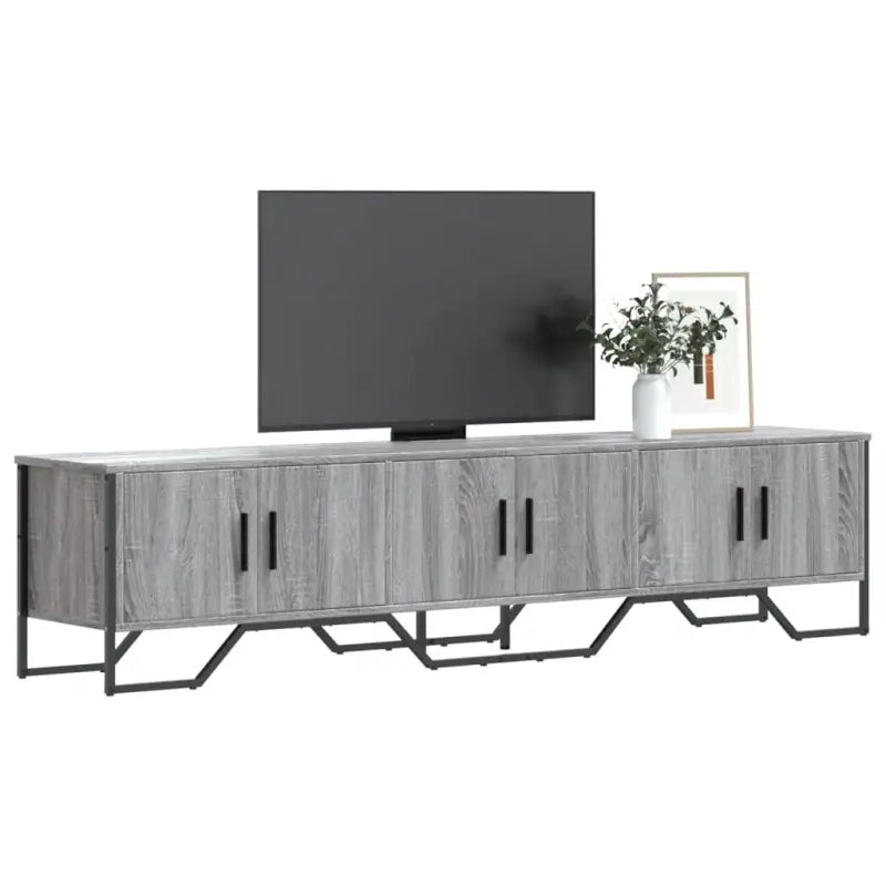 Tv-meubel met bewerkt hout en metalen handgrepen voor veel opbergruimte - Grijs sonoma / 1 - Tv-meubels
