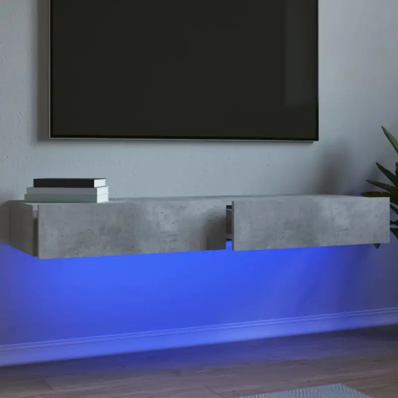 Tv-meubel met bewerkt hout en rgb led-verlichting voor een moderne look - Betongrijs / 2 / 60 cm - Tv-meubels