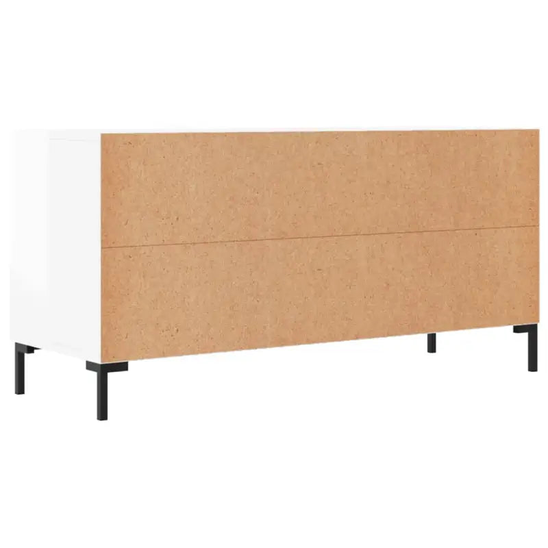 Tv-meubel met bewerkt hout ijzeren poten en hoogglans wit design - Tv-meubels