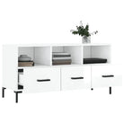 Tv-meubel met bewerkt hout ijzeren poten en hoogglans wit design - Tv-meubels