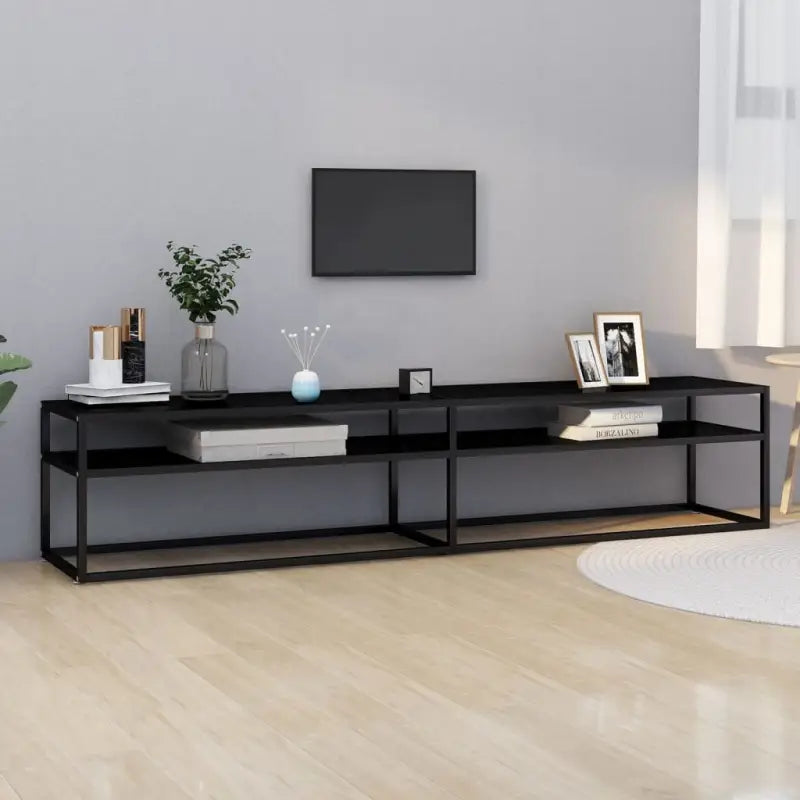 Tv-meubel met gehard glas een strak en stabiel ontwerp - Zwart / 1 / 200 cm - Tv-meubels