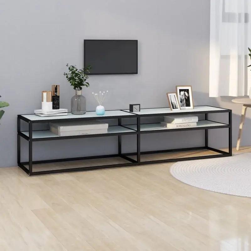Tv-meubel met gehard glas een strak en stabiel ontwerp - Zwart en witmarmer / 1 / 180 cm - Tv-meubels