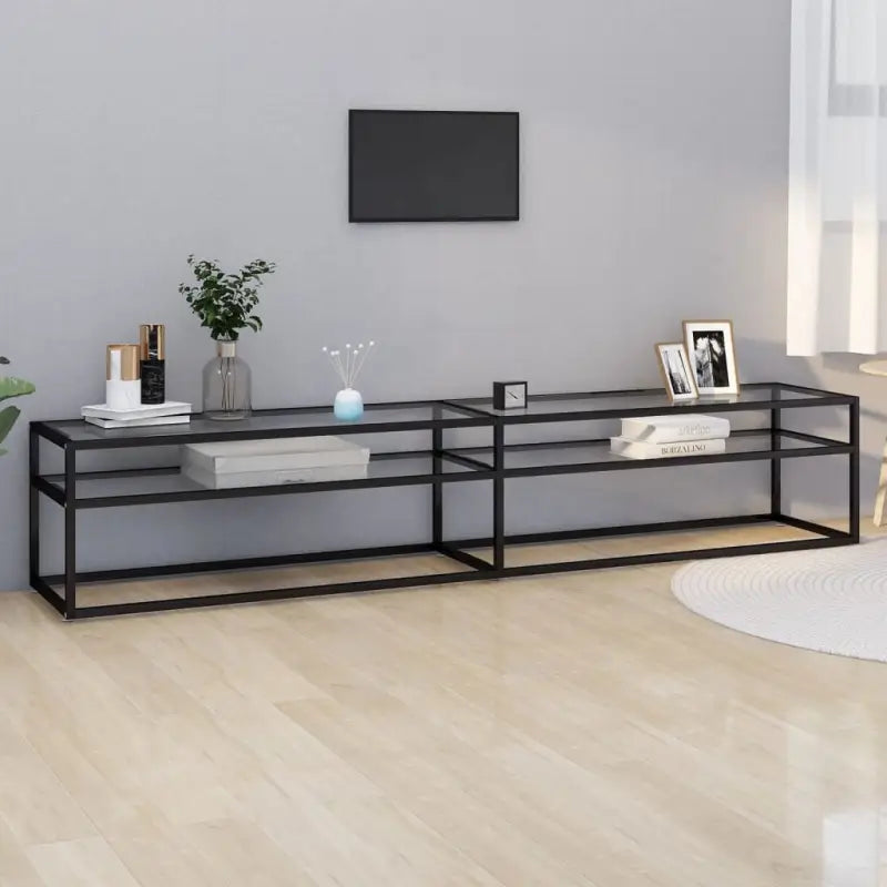 Tv-meubel met gehard glas een strak en stabiel ontwerp - Zwart en transparant / 1 / 220 cm - Tv-meubels