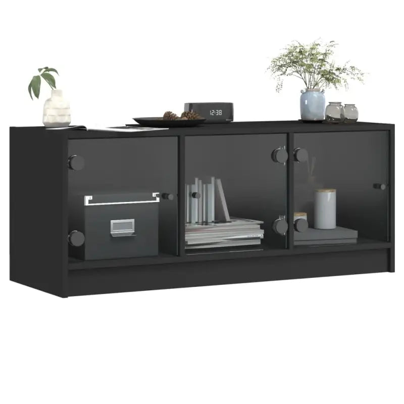 Tv-meubel met glazen deuren en bewerkt hout voor een stijlvolle look - Tv-meubels